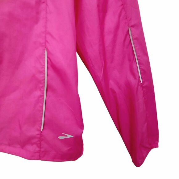 Brooks Windbreaker Womens Medium Pink Lightweight Full Zip Vented Athleisure - Picture 3 of 12